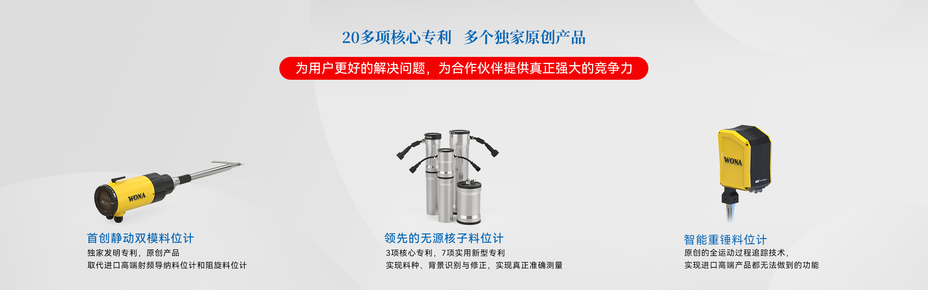 無源核子料位計、靜動雙模料位計、重錘料位計